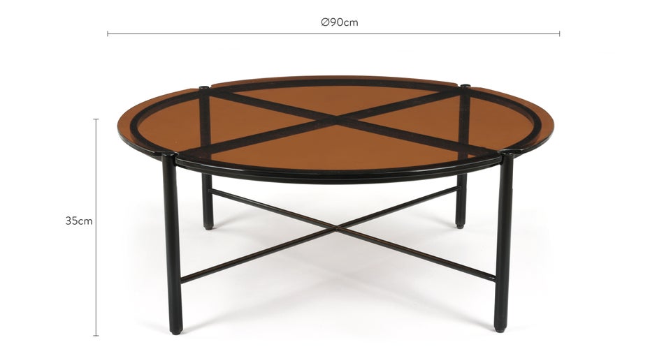 VITTORIO Tables basses Ambre / Noir Verre / Métal Dimensions