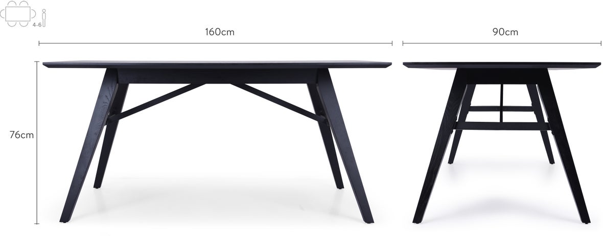 MUSE Tables à manger Noir Bois Dimensions
