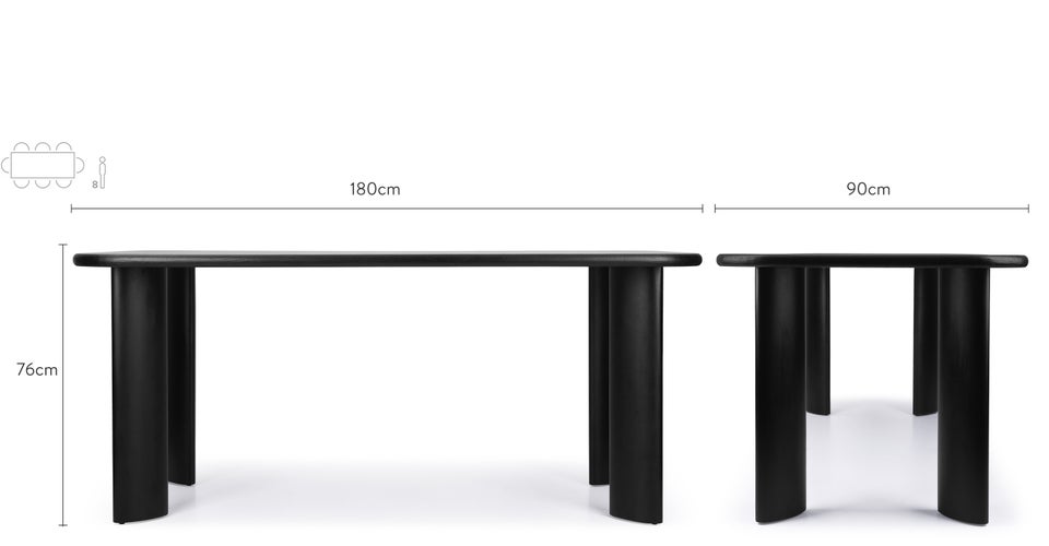 OFFGRID Tables à manger Noir Bois Dimensions