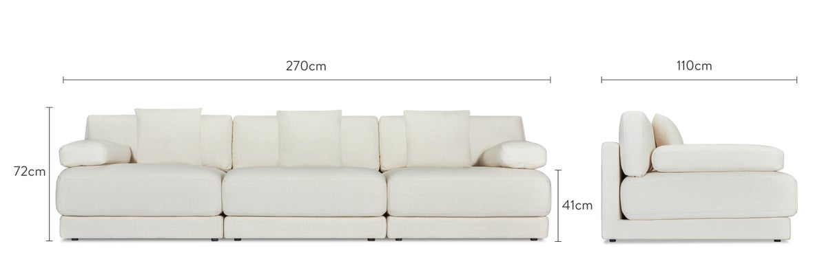 GRACE 3-Sitzer Sofas Weiß Weiß Dimensions