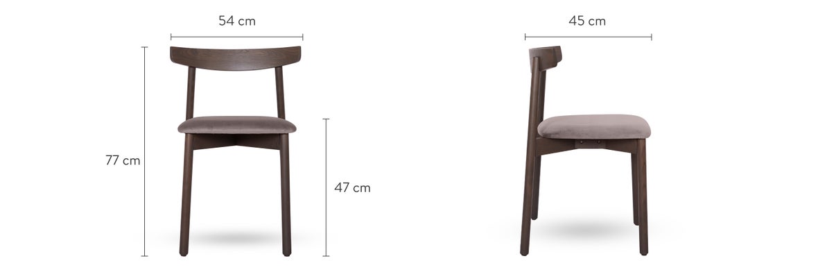 AURELIO Esszimmerstühle Braun Samt / Holz Dimensions