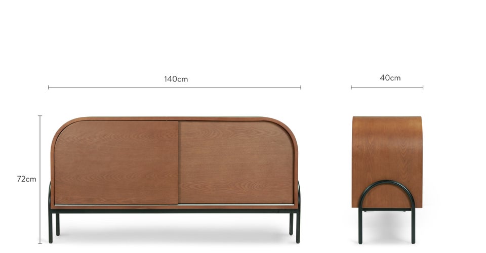 AMERICANO Sideboards & Highboards Braun / Schwarz Holz/Metall Dimensions