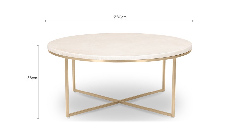 GISELLE Couchtische Beige / Gold Marmor / Metall Dimensions
