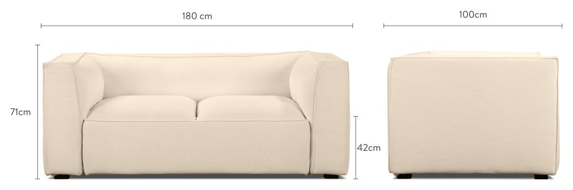 AUSTER 2 Seater Sofas white Fabric / Wood Dimensions