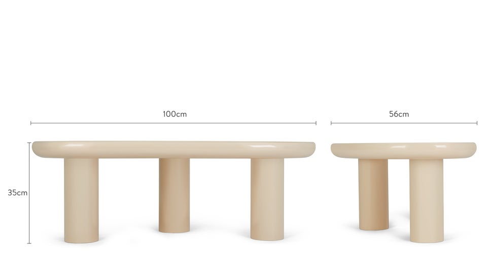 RECTO Couchtische Beige Holz Dimensions