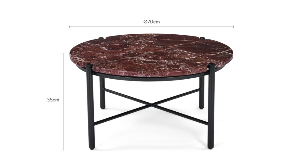 VITTORIO Couchtische Rot / Schwarz Marmor / Metall Dimensions