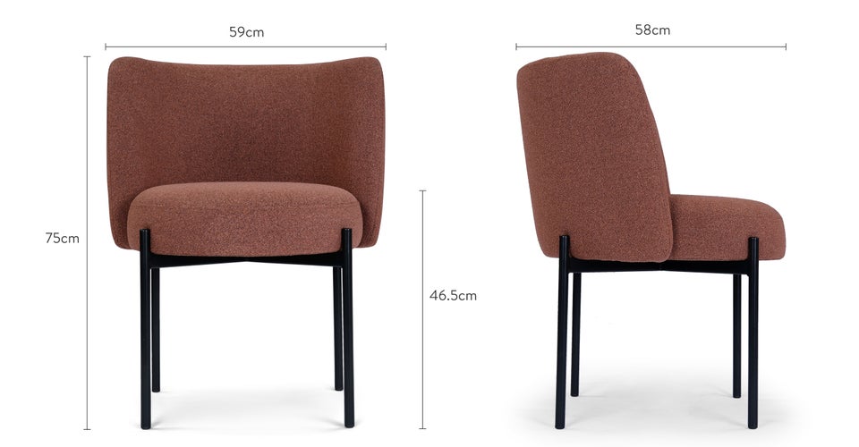 RAY Chaises de salle à manger Terracotta / Noir Tissu / Métal Dimensions