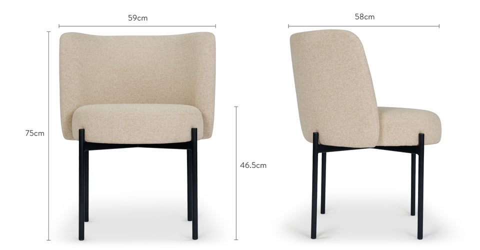 RAY Esszimmerstühle Beige / Schwarz Stoff / Metall Dimensions