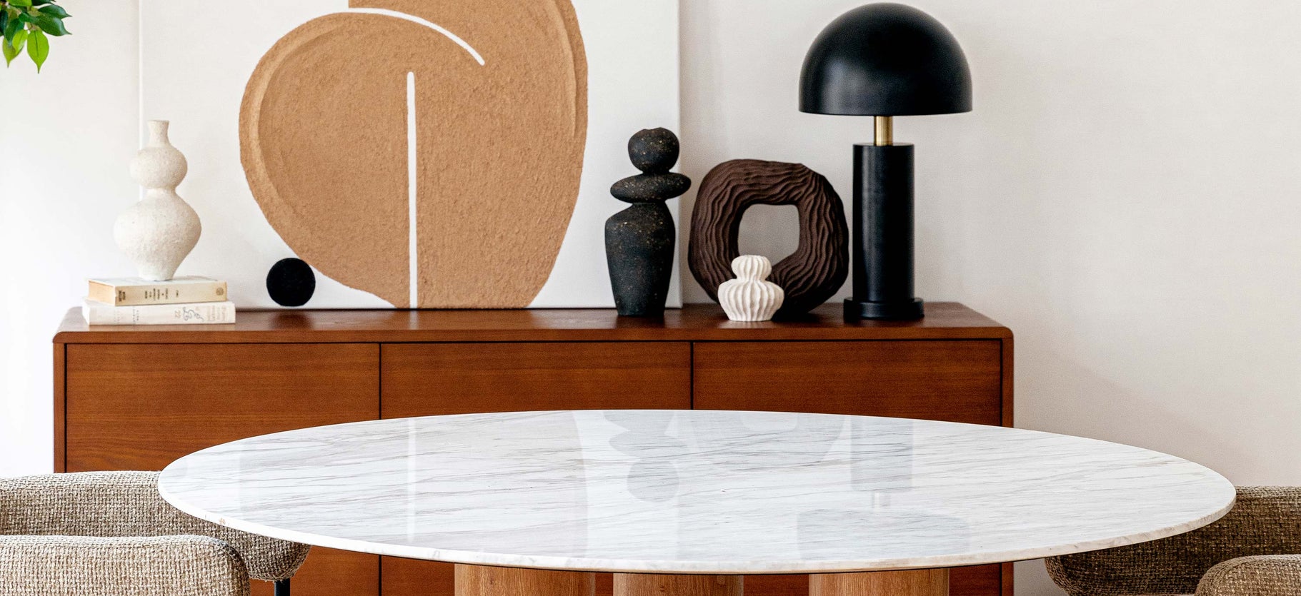 Inspiration BENEDETTA Dining tables White / Natural Marble / Wood