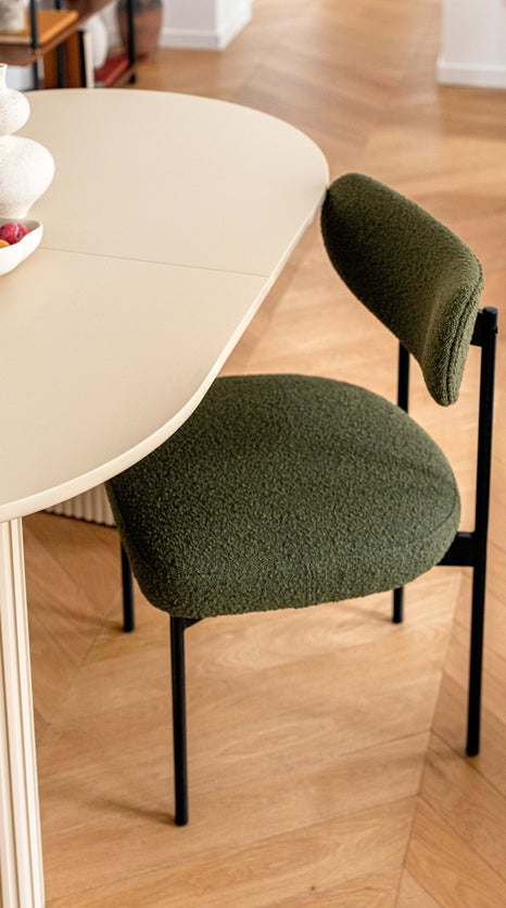 Inspiración JASPER Sillas de comedor Verde / Negro Bouclé /Metal