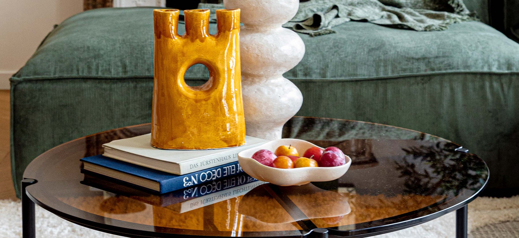 Inspiration VITTORIO Tables basses Ambre / Noir Verre / Métal