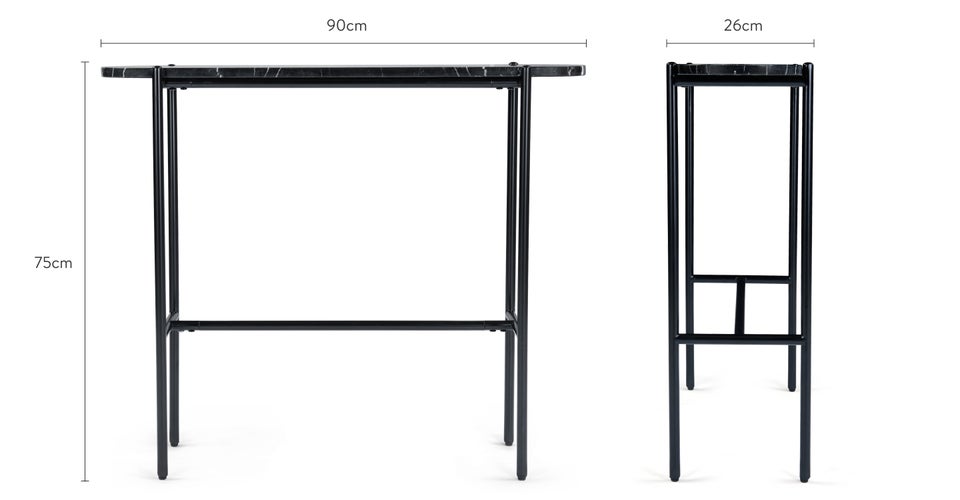 VINCENZO Konsolentische Schwarz Marmor / Metall Dimensions