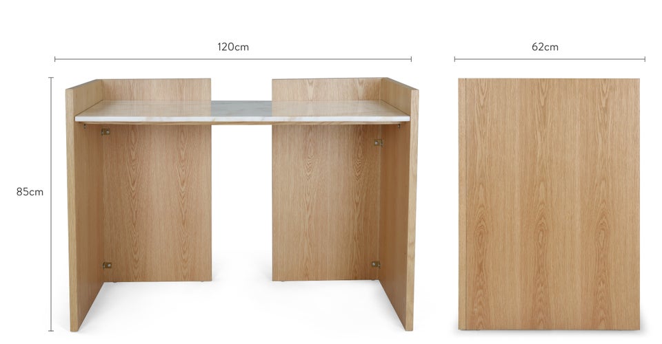 BJORN Schreibtische & Sekretäre Weiß / Braun Marmor / Holz Dimensions