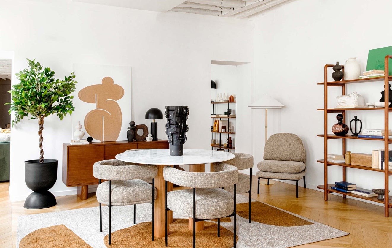 Inspiration HOXTON Sessel Taupe / Schwarz Tweed / Metall