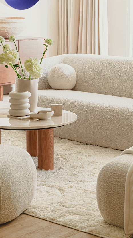 Inspiration VOLTA 3 Seater Sofas White Curl / Wood