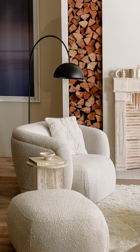 Inspiration VOLTA Armchairs White Curl / Wood