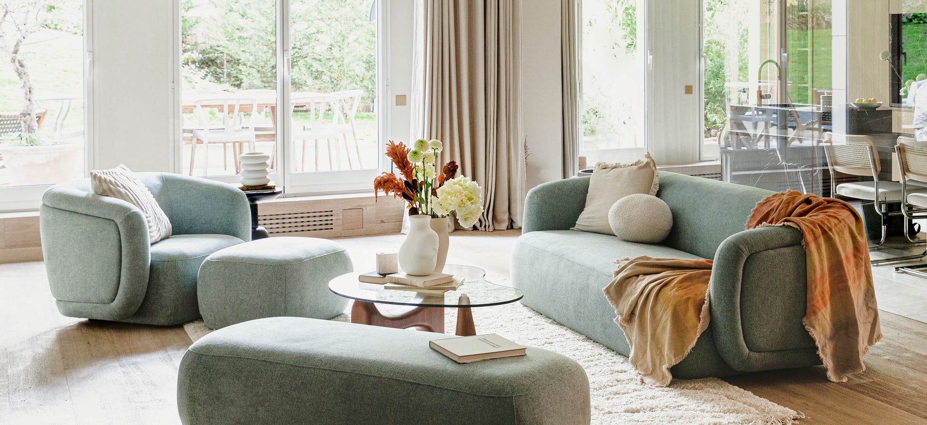 Inspiration VOLTA Bancs Bleu Velours / Bois