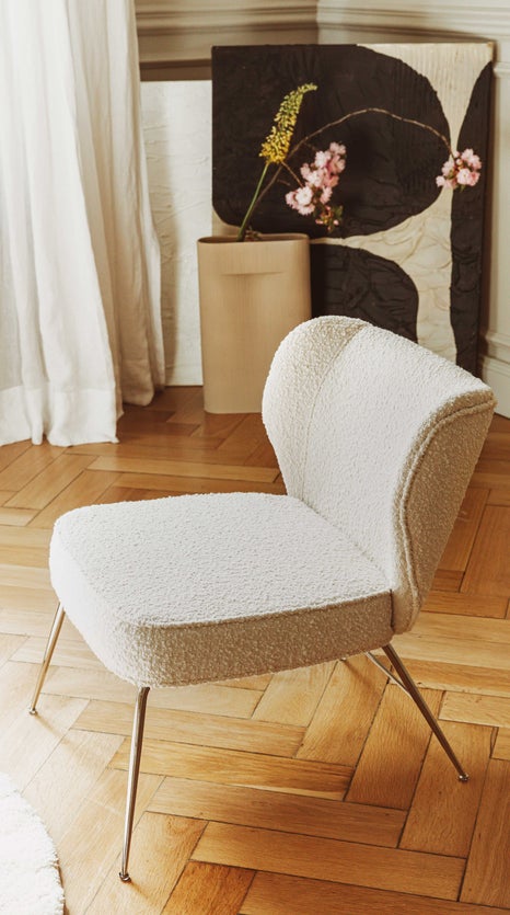 Inspiration WAYNE Lounge Sessel Weiß / Schwarz Steinbock / Metall