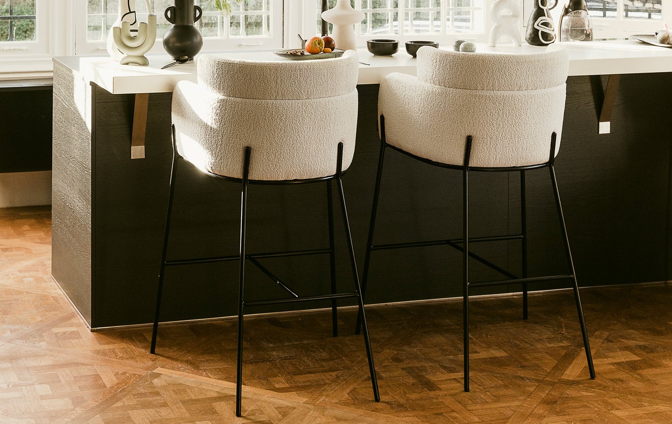 Inspiration BARON Bar Stools Beige Velours / Métal