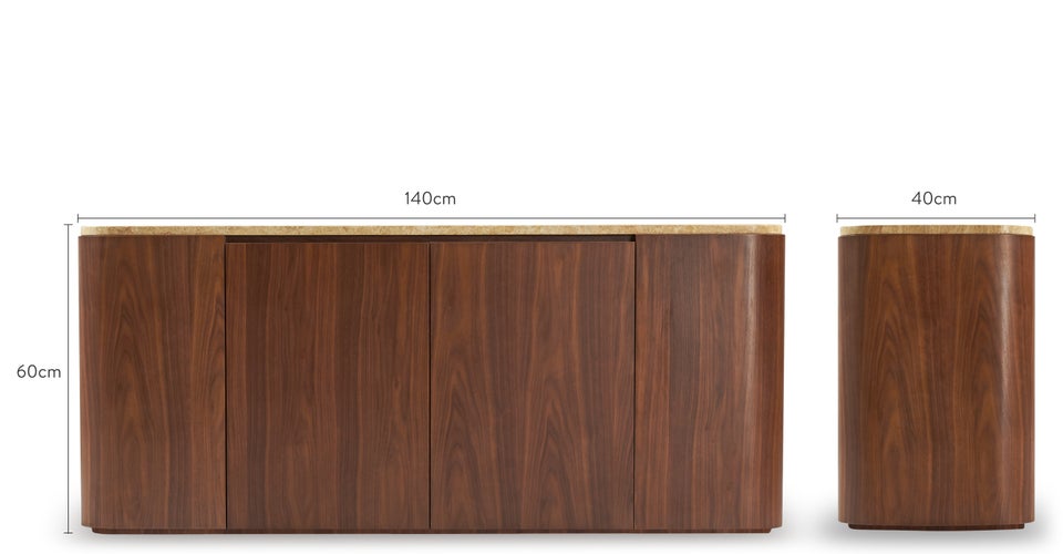 ORION Sideboards & Highboards Braun /Gold Holz / Travertin Dimensions
