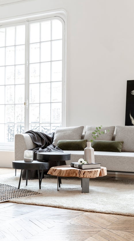 Inspiration REVOLT 3-Sitzer Sofas Blau / Schwarz Steinbock / Metall