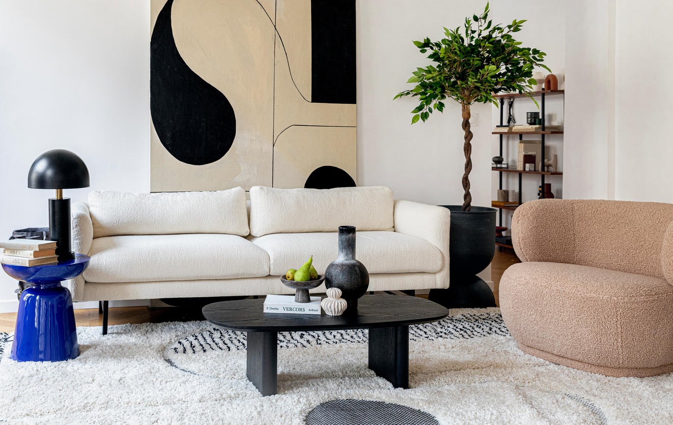 Inspiration ARCANE 3-Sitzer Sofas Blau / Schwarz Steinbock / Metall