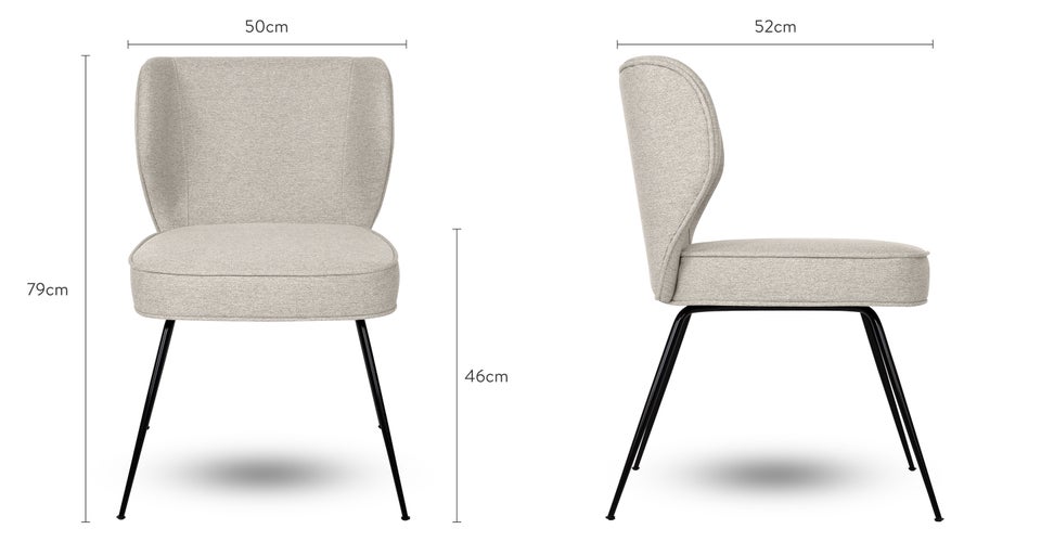 WAYNE Chaises de salle à manger Beige / Noir Métal Dimensions