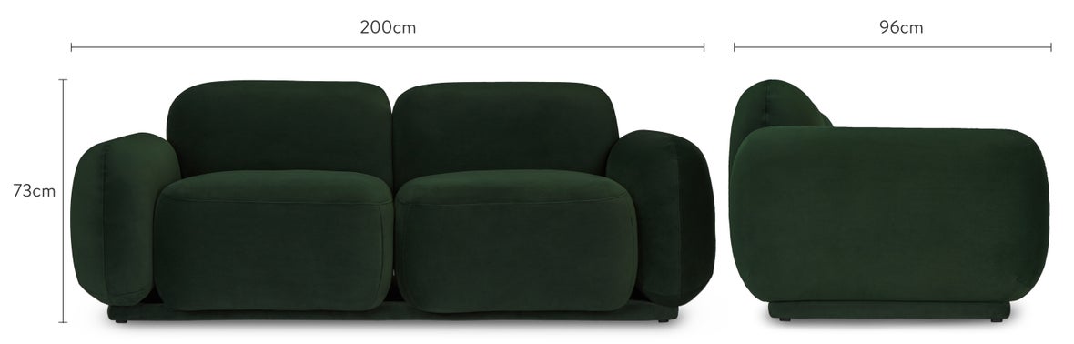 MIKKA 2-Sitzer Sofas Farngrün Samt Dimensions