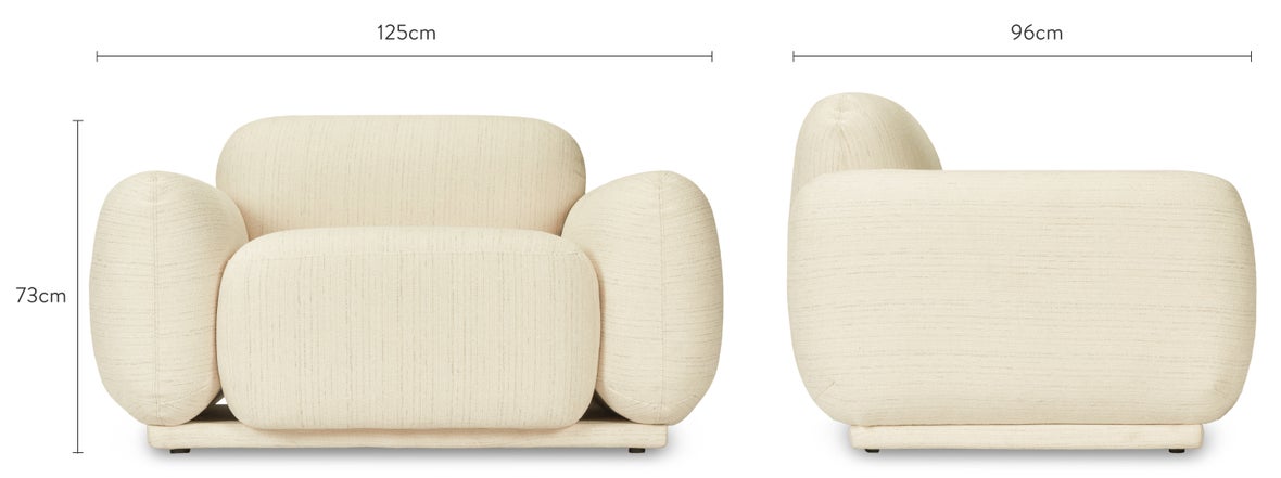 MIKKA Sessel Cremebeige Stoff Dimensions