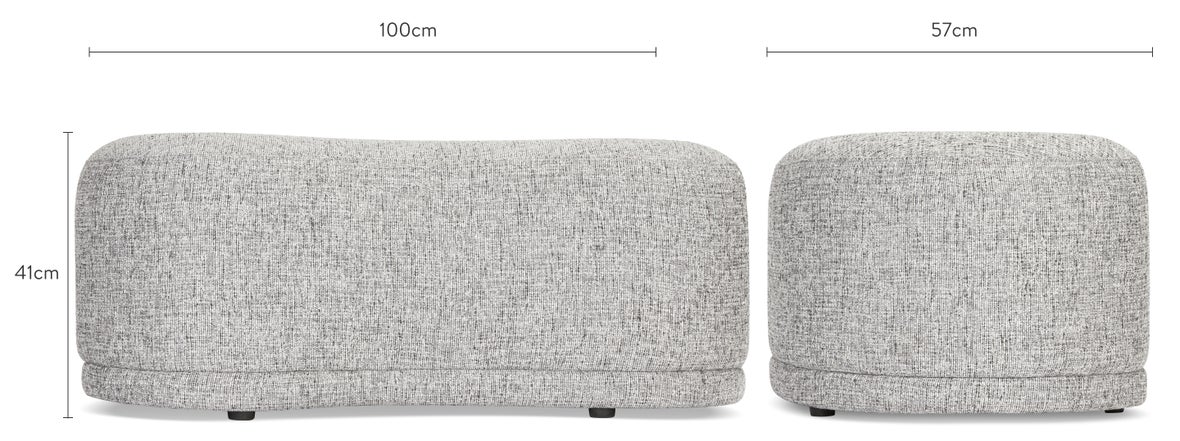ENZO Bancs Tweed gris Dimensions