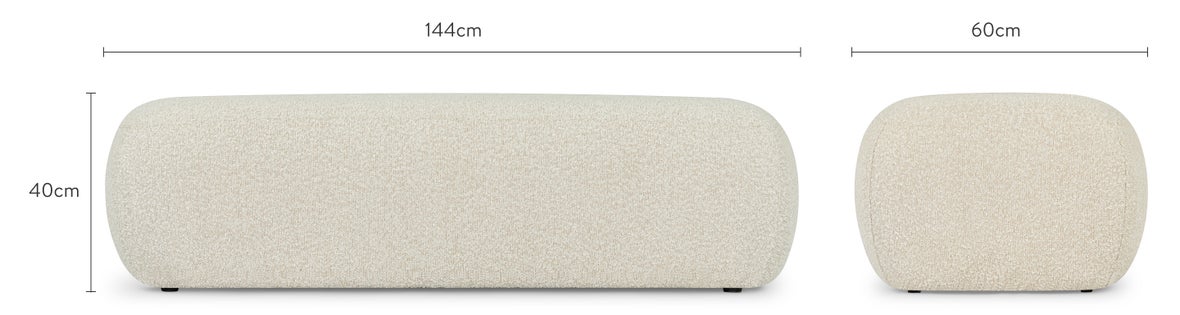 VOLTA Benches White Curl / Wood Dimensions