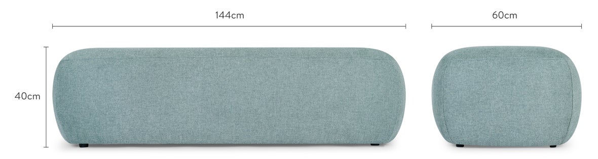 VOLTA Benches Blue Velvet / Wood Dimensions