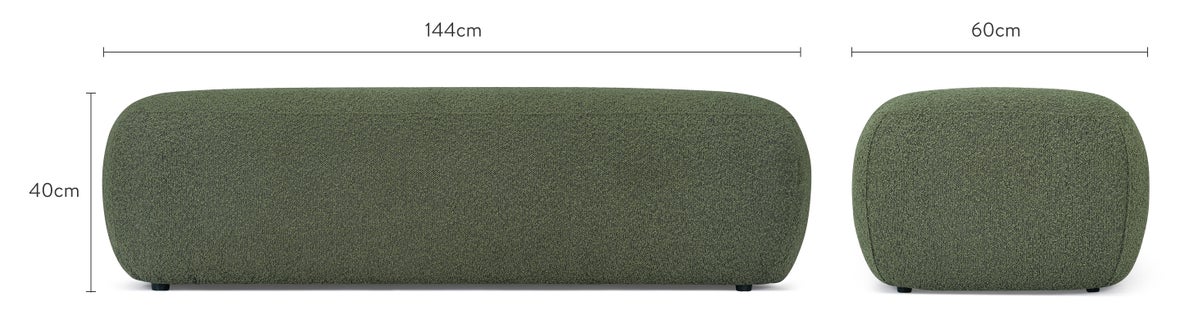 VOLTA Bancs Vert Bouclette / Bois Dimensions