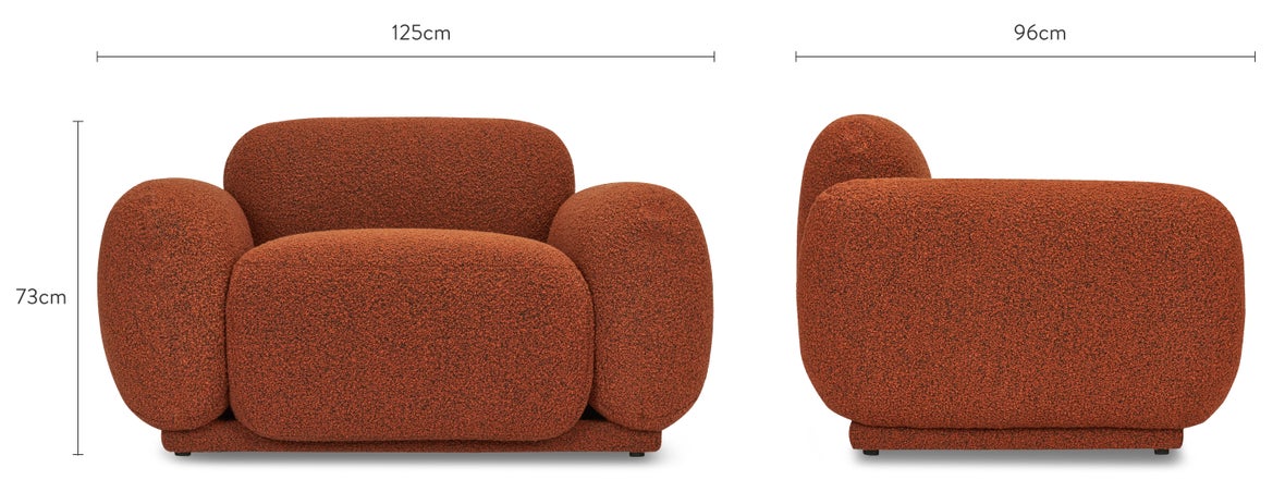 MIKKA Fauteuils Orange Bouclette Dimensions