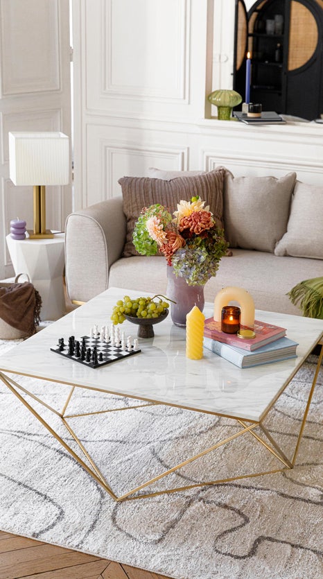 Inspiration HEROINE Couchtische Weiß / Gold Marmor / Metall