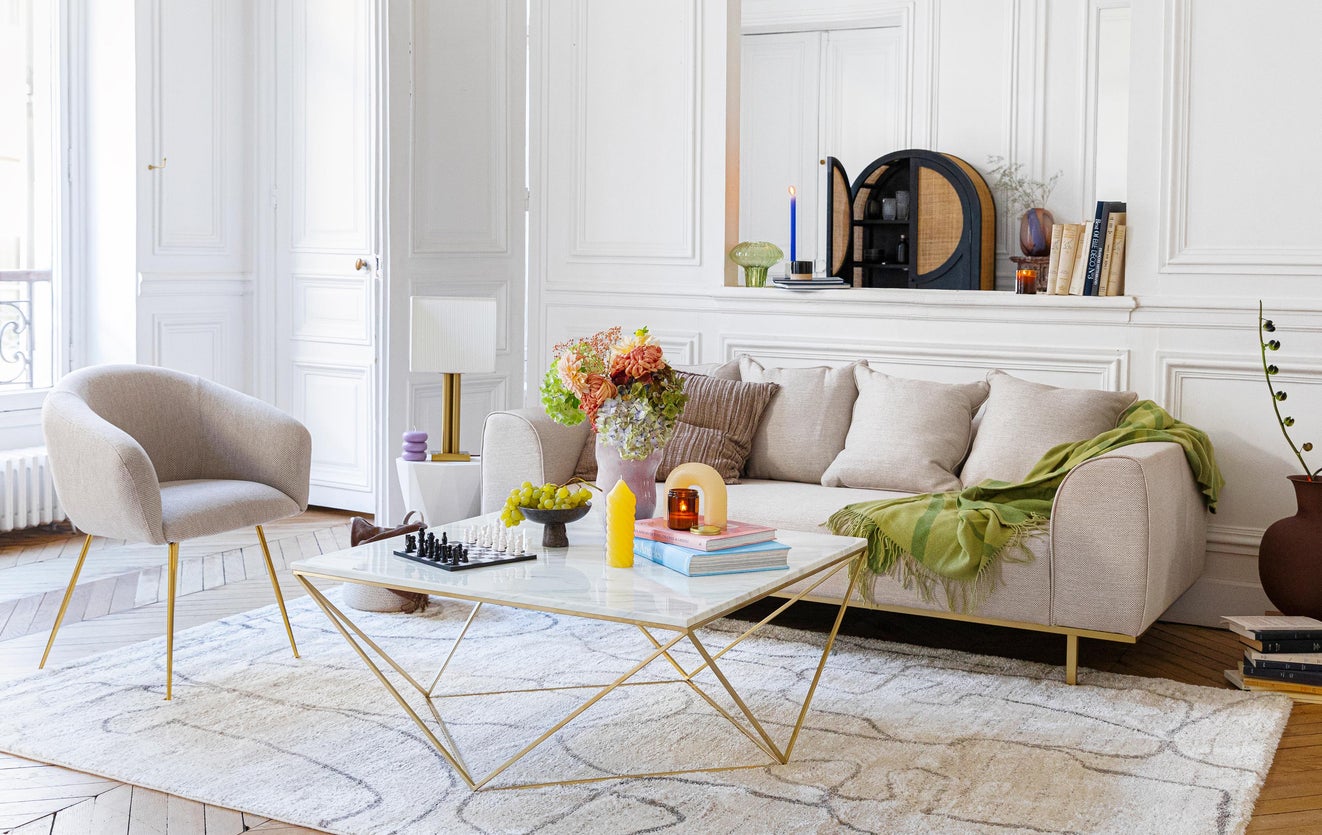 Inspiration SAVAGE Esszimmerstühle Beige / Gold Stoff / Metall