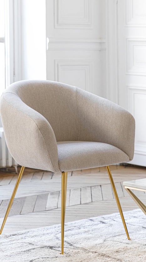 Inspiration SAVAGE Esszimmerstühle Beige / Gold Stoff / Metall