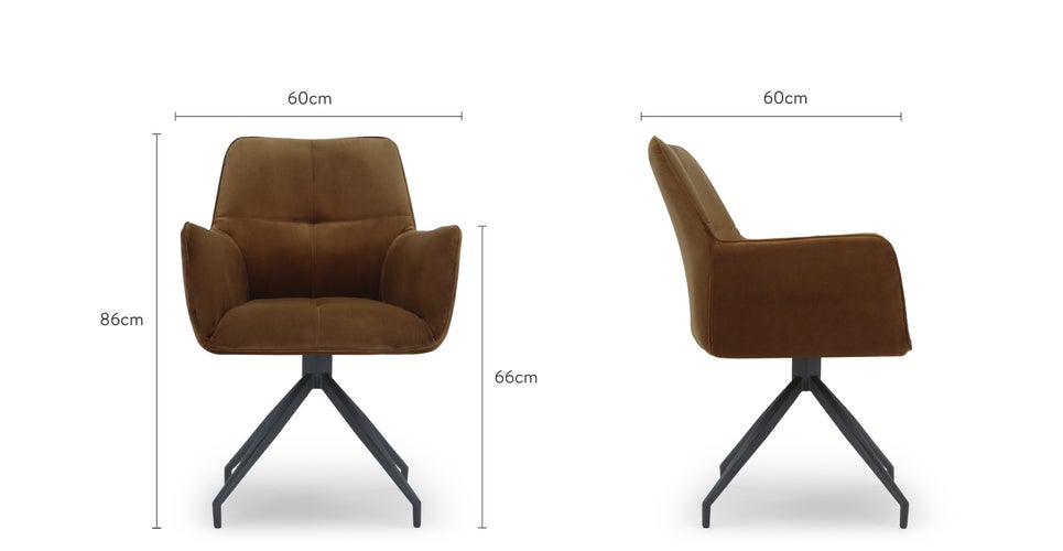 KINGSCROSS Bürostühle Braun / Schwarz Samt / Metall Dimensions