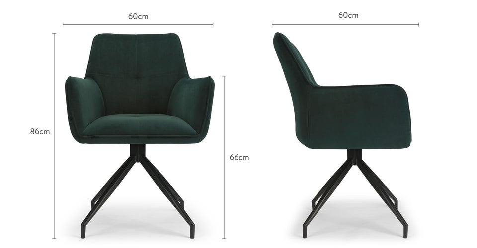 KINGSCROSS Office Chairs Green / Black Velvet / Metal Dimensions