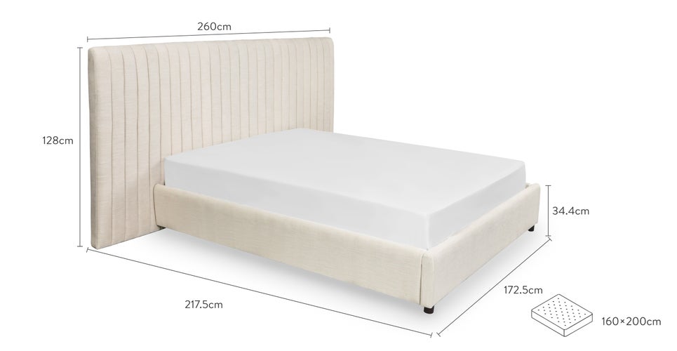 MR BIG Lits Beige Tissu / Bois Dimensions