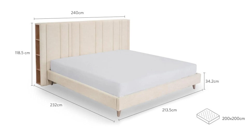 INFINITY Betten Beige Tissu / Bois Dimensions