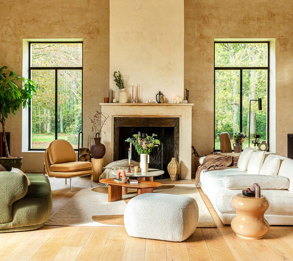 Inspiration HOXTON Fauteuils Camel / Chrome Velours / Métal