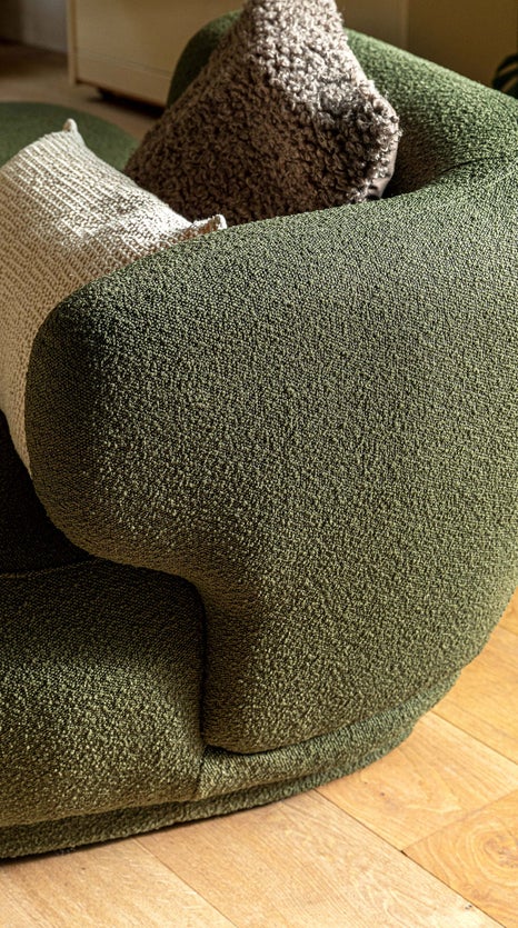 Inspiration GIULIA Chaise longue con bracciolo a destra Verde cachi Ricciolo / Legno