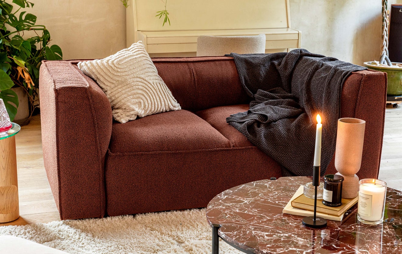 Inspiration AUSTER 2-Sitzer Sofas weiß Stoff / Holz
