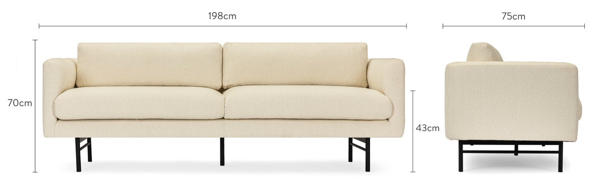 ARCANE 3-Sitzer Sofas Weiß / Schwarz Steinbock / Metall Dimensions