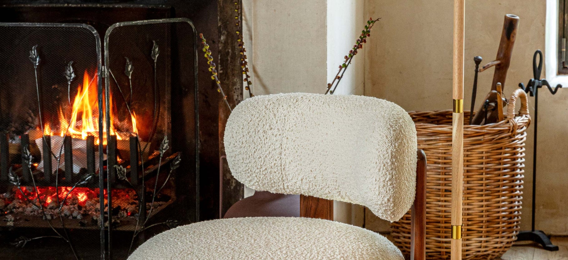 Inspiration PLATON Fauteuils Beige / Marron Bouclette / Bois