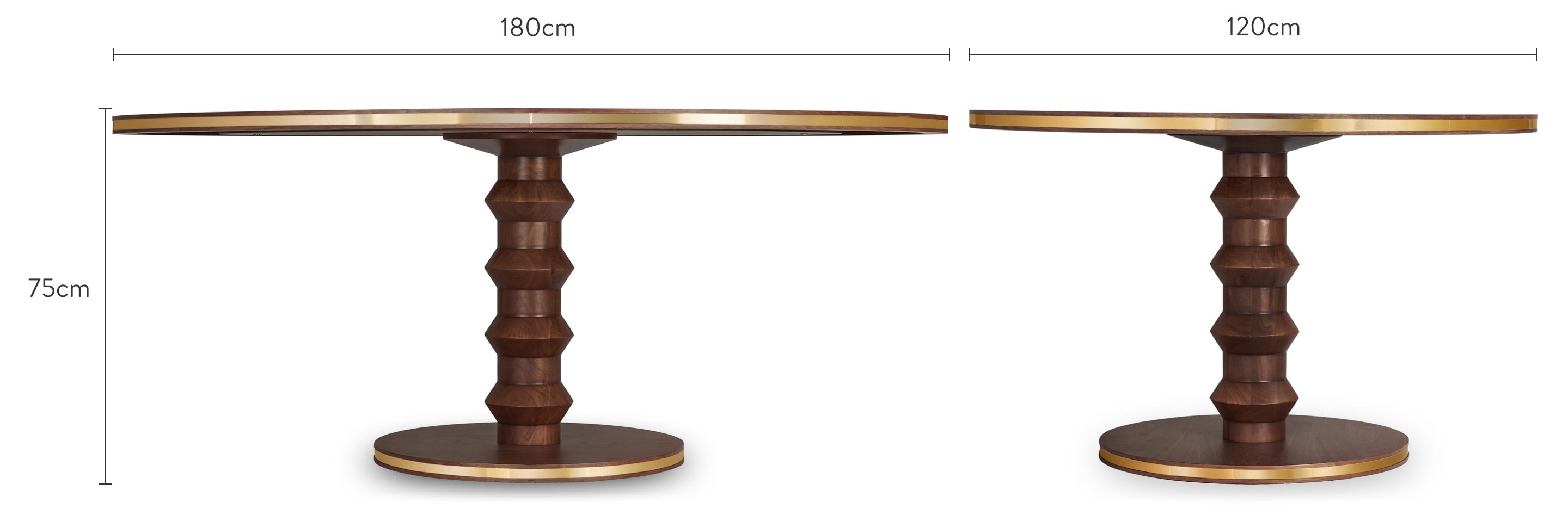 Table à manger - Bois de noyer & métal doré - NV GALLERY - FRIDA