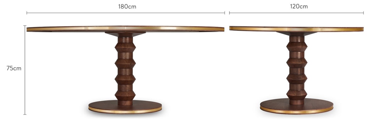 FRIDA Tables à manger Marron / Doré Bois / Métal Dimensions