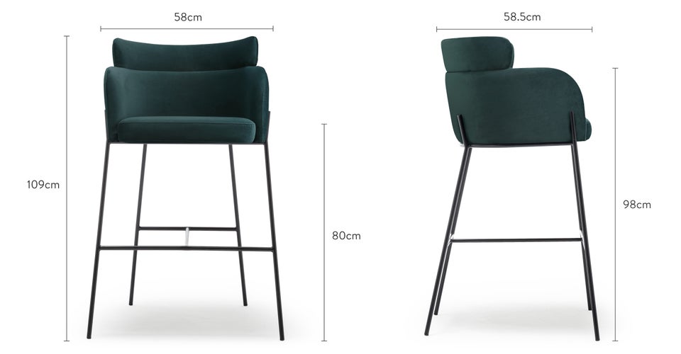 Baron Barhocker Blau Metall Dimensions