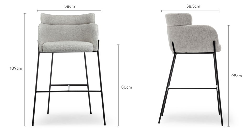 BARON Bar Stools Gris Métal Dimensions
